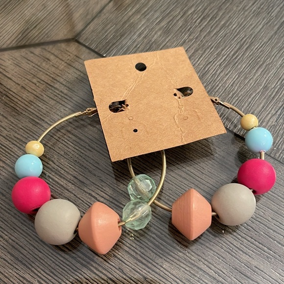 Plunder “Daffodil” Spring Colored Beaded Hoop Earrings - Picture 5 of 16